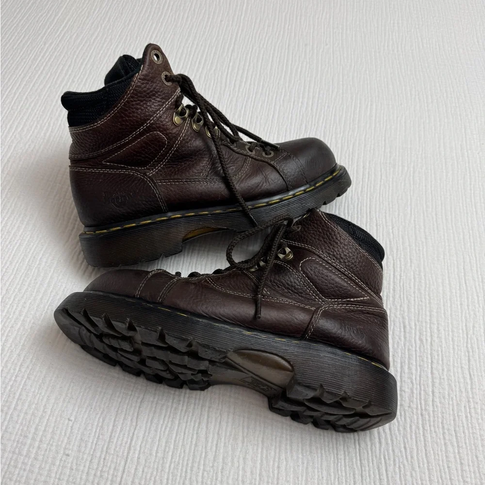 Dr. Martens DMs Industrial Steel Toe Boots 8M 9W Work Safety Brown Leather Rare